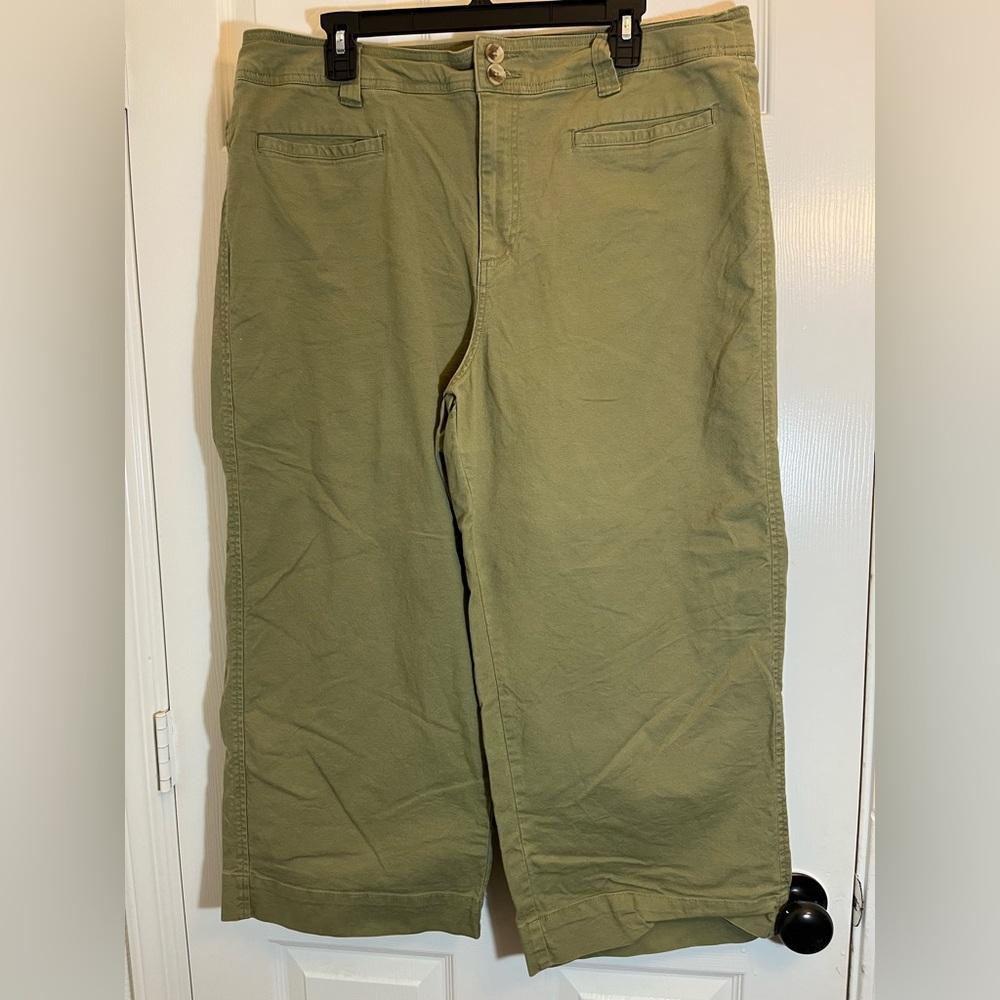 A New Day Stretch Chino Wide Leg Pants Womens 18 Sage Green NEW